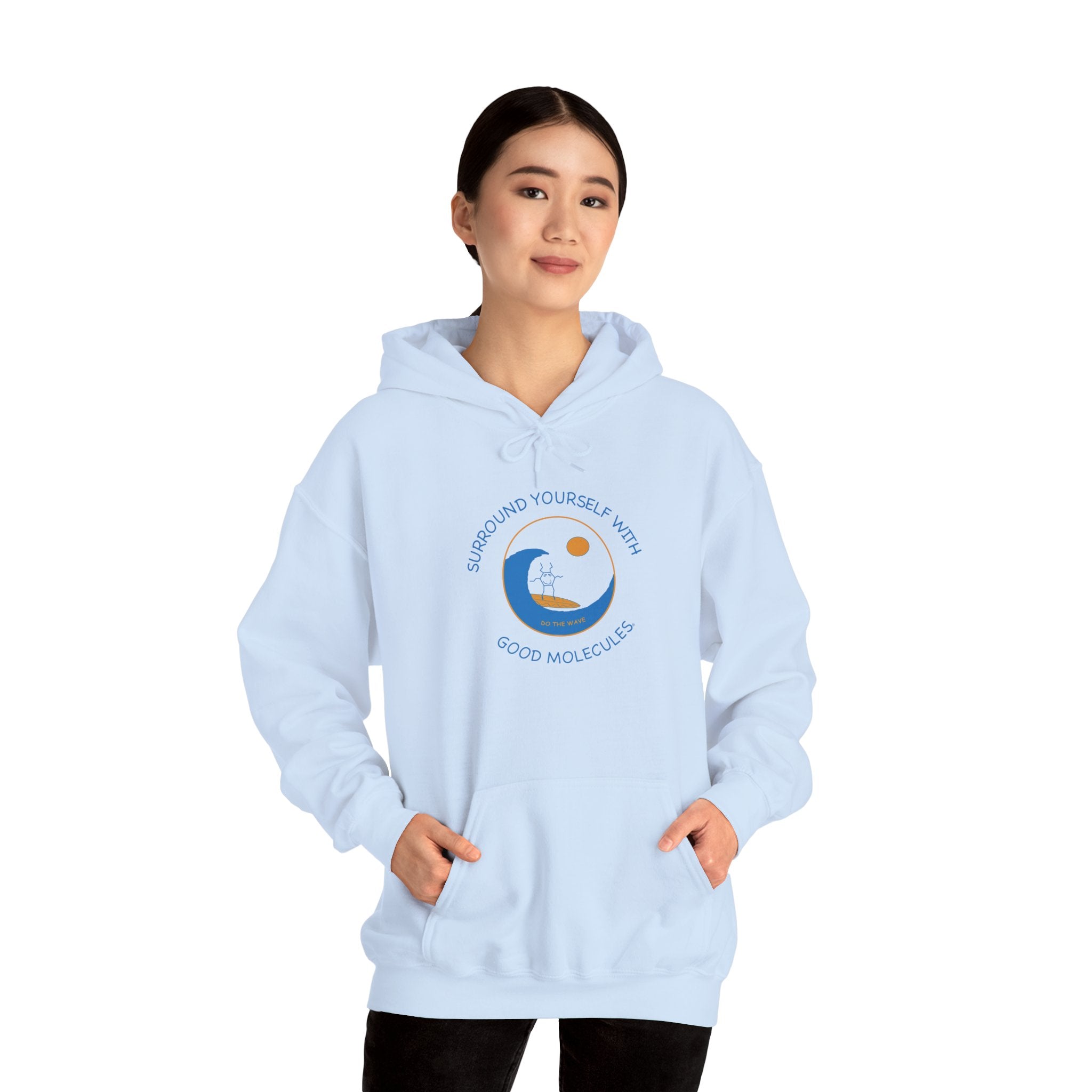 Hoodie — “Surround Yourself With Good Vibes” Crescent Moon Comfort Pullover