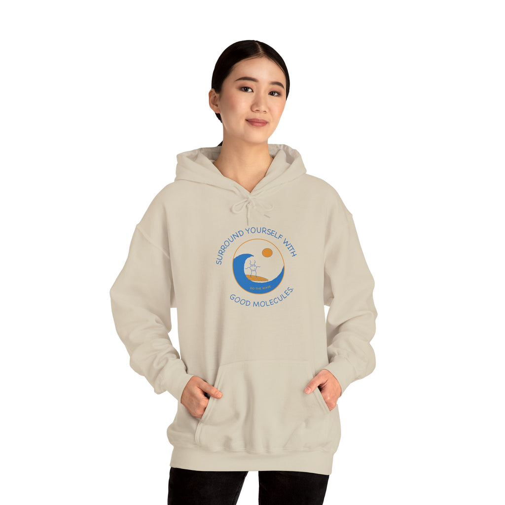 Hoodie — “Surround Yourself With Good Vibes” Crescent Moon Comfort Pullover