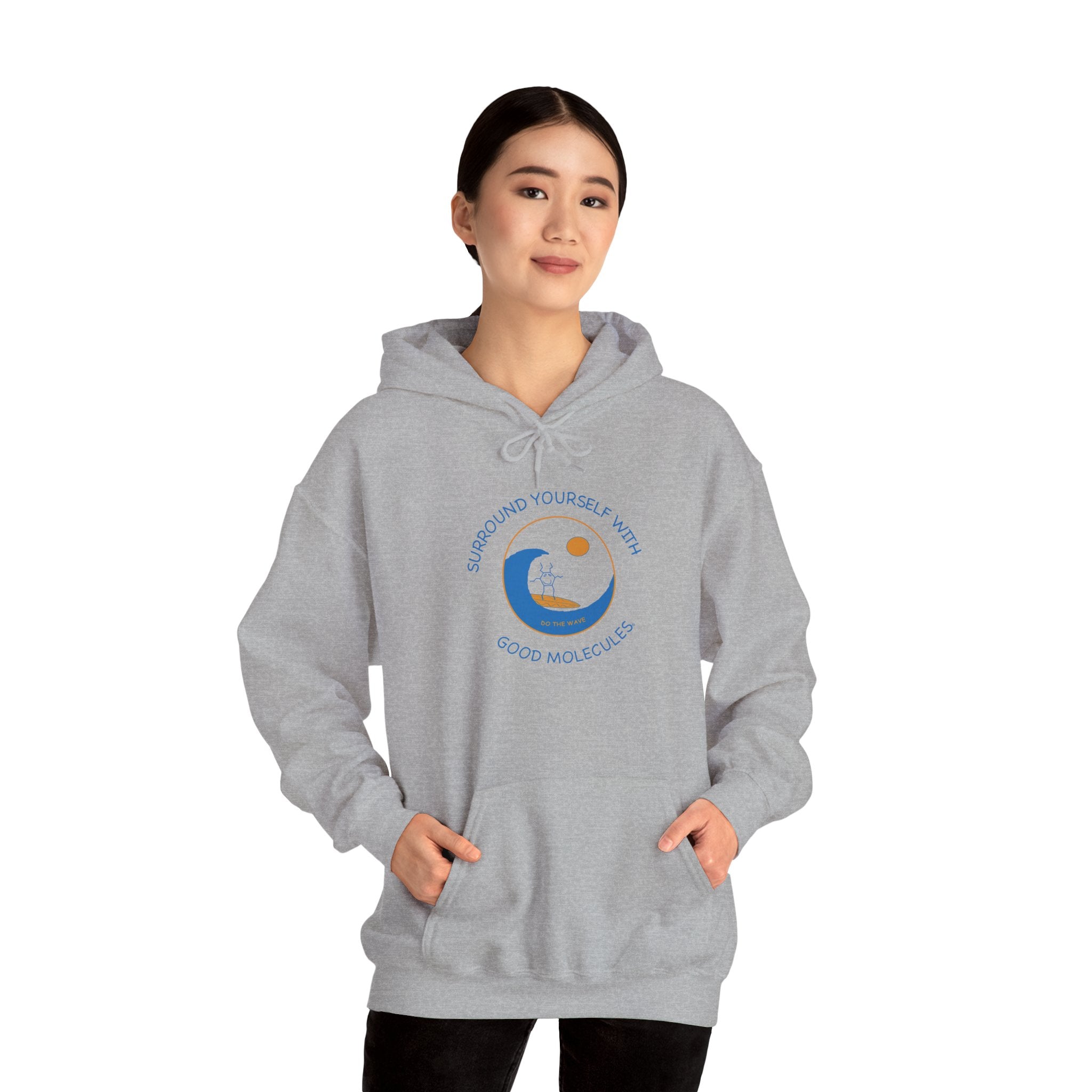 Hoodie — “Surround Yourself With Good Vibes” Crescent Moon Comfort Pullover