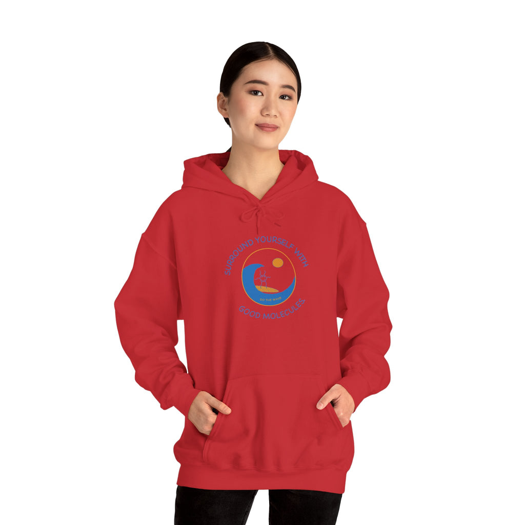 Hoodie — “Surround Yourself With Good Vibes” Crescent Moon Comfort Pullover
