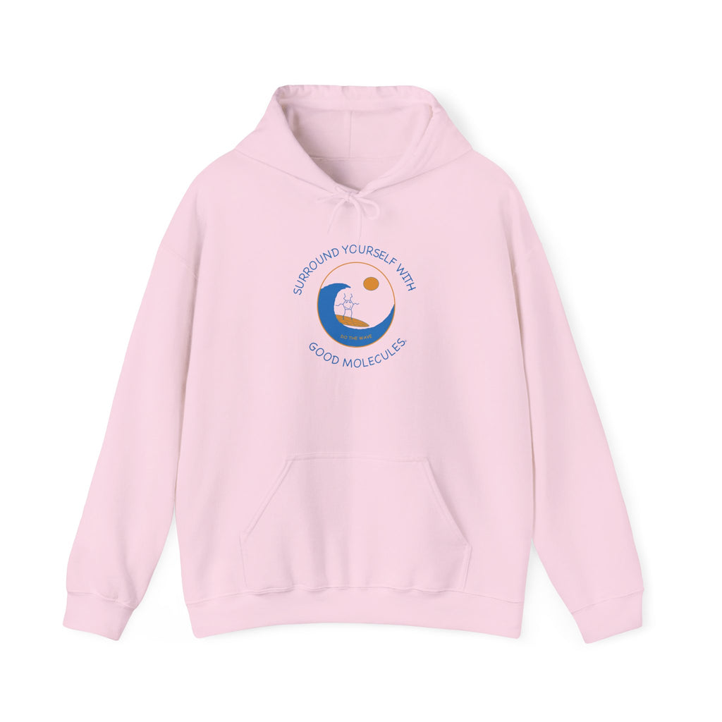 Hoodie — “Surround Yourself With Good Vibes” Crescent Moon Comfort Pullover