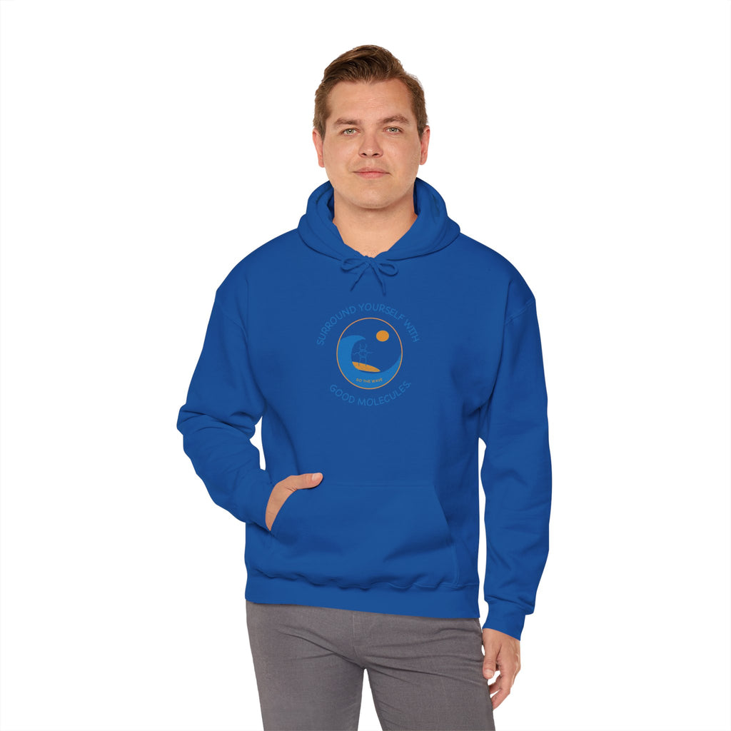 Hoodie — “Surround Yourself With Good Vibes” Crescent Moon Comfort Pullover