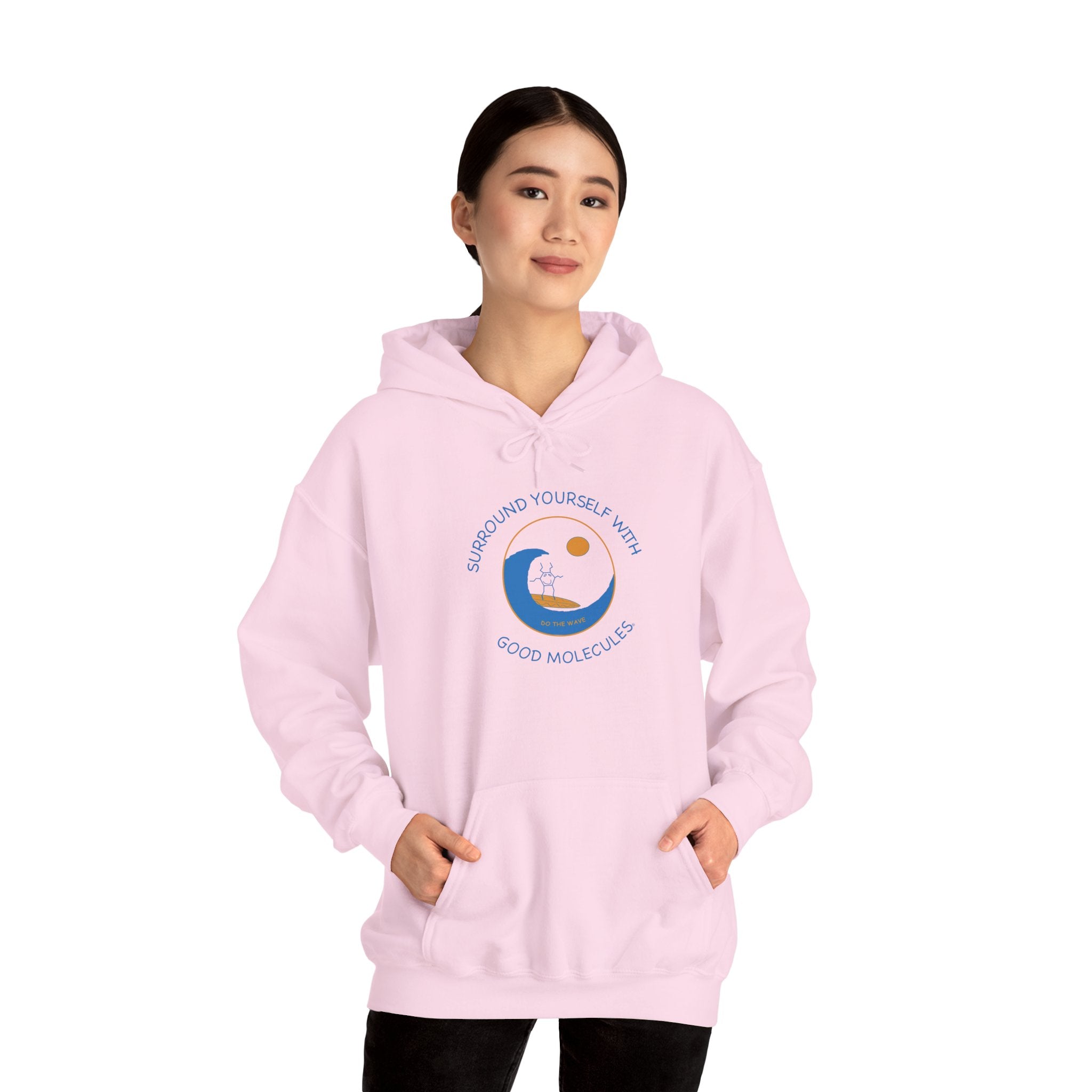 Hoodie — “Surround Yourself With Good Vibes” Crescent Moon Comfort Pullover