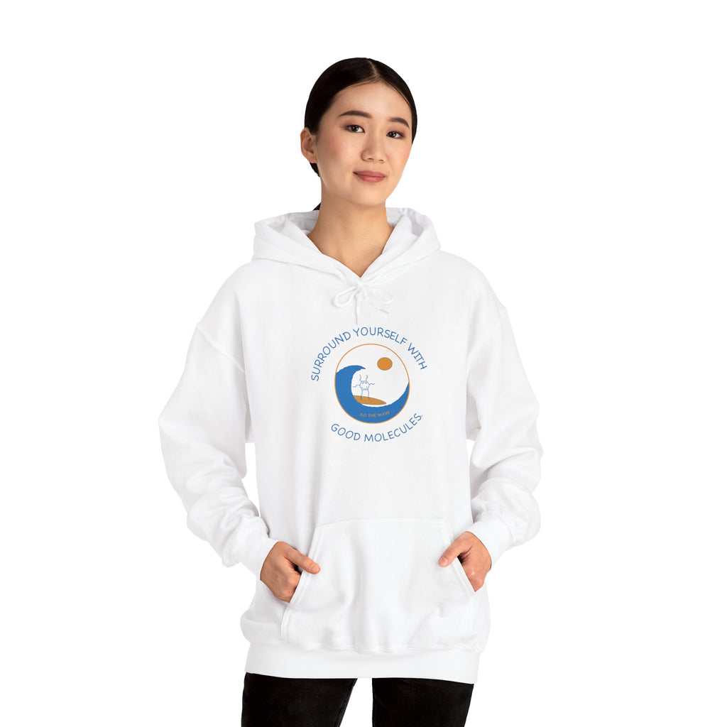 Hoodie — “Surround Yourself With Good Vibes” Crescent Moon Comfort Pullover