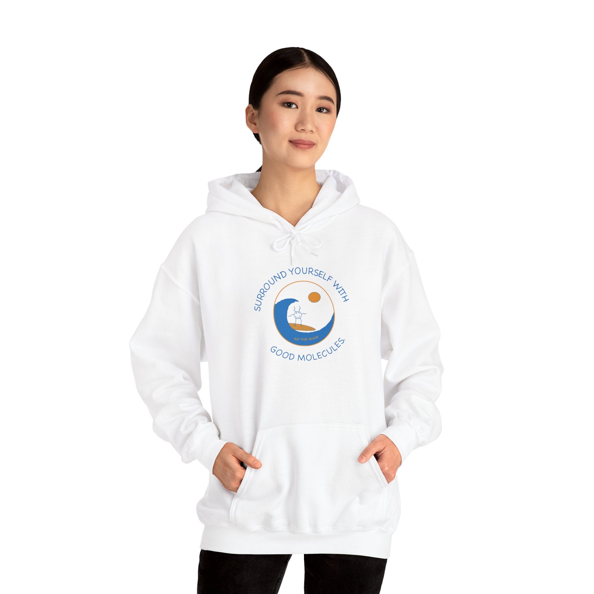 Hoodie — “Surround Yourself With Good Vibes” Crescent Moon Comfort Pullover